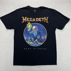 Megadeth Rust In Peace Band T-Shirt Unisex‎ Large Black Graphic Print Metal Rock